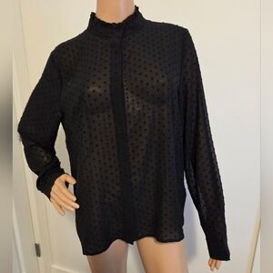 Molly Bracken Black Sheer Heart-Print Blouse